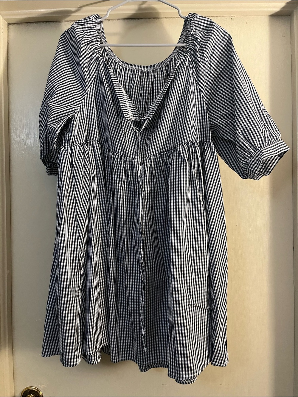 SHEIN Black & White Gingham Babydoll Mini Dress